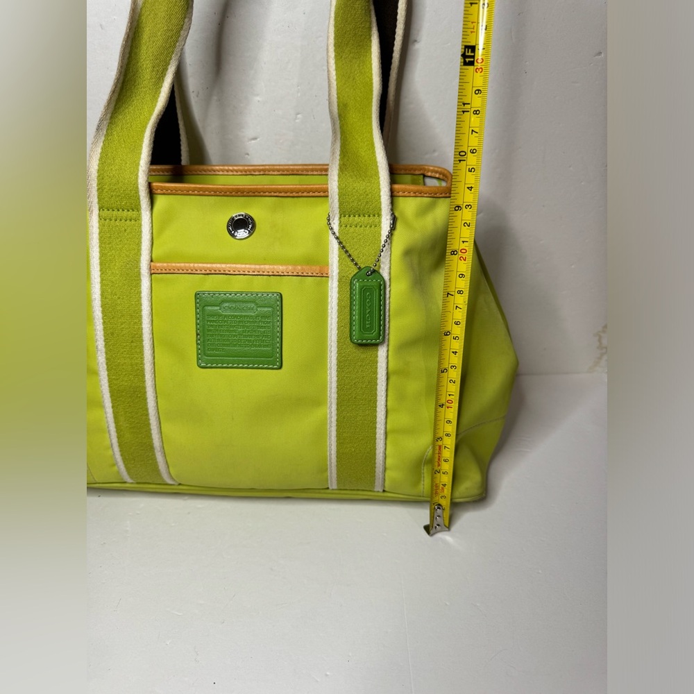 Coach Hampton Weekend IR5656 Chartreuse Nylon Shoulder Handbag Tote Bag Purse - Picture 4 of 14